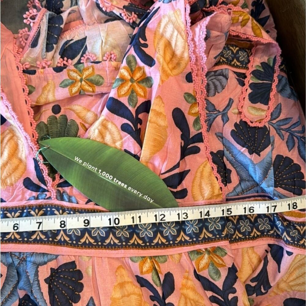 Farm Rio New Anthropologie Seashell Tapestry Midi Dress Pink Size S NWT - Picture 15 of 16